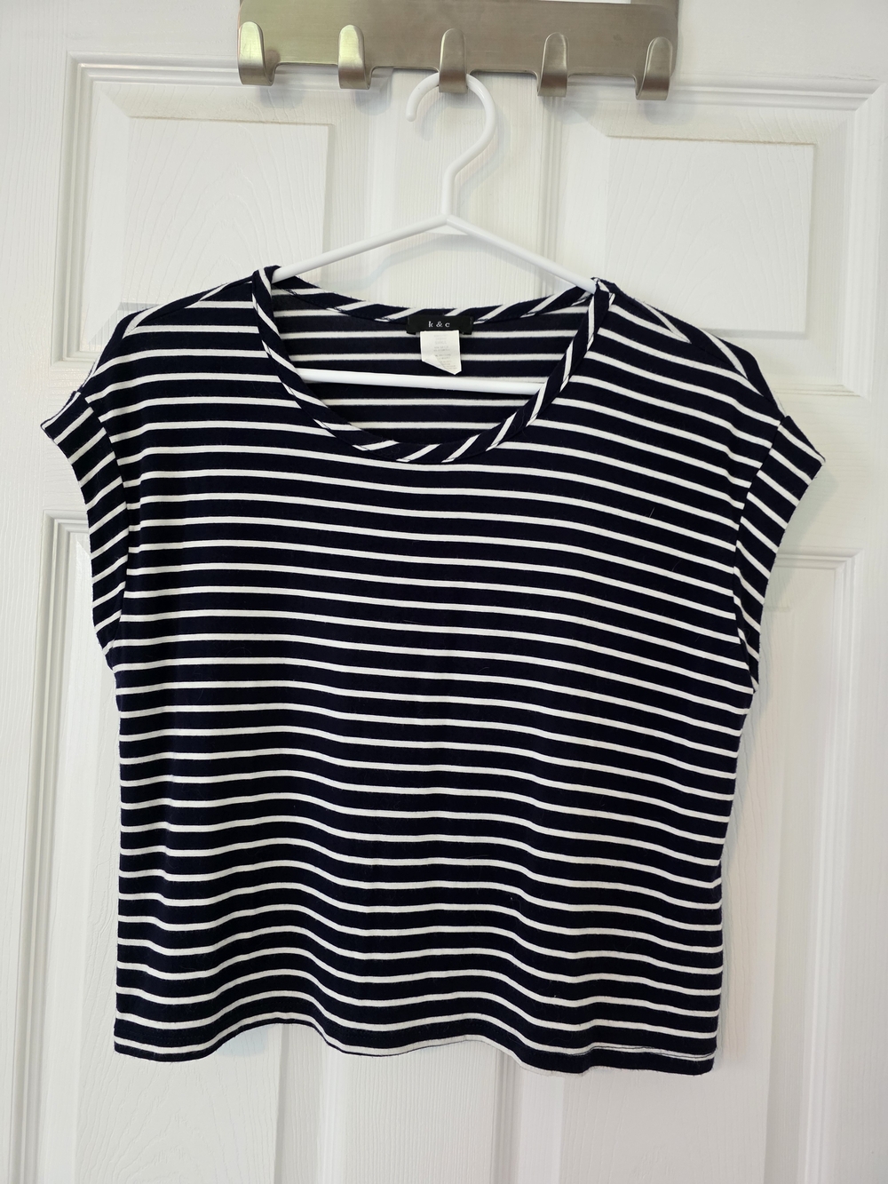 Striped Navy and White Short Sleeve Tee | Size Small